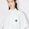 Boke Flower 2.0′ Embroidered Short Slevee Shirt in Cotton Poplin Boke Flower 2.0′ Embroidered Short Slevee Shirt in Cotton Poplin