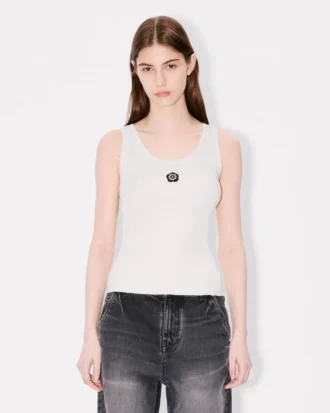 Boke Flower 2.0′ Embroidered Tank Top in Mixed Viscose