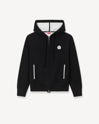 Boke Flower 2.0′ Embroidered Zip-Up Hoodie in Cotton and Wool