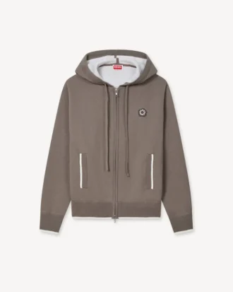 Boke Flower 2.0′ Embroidered Zip-Up Hoodie in Cotton and Wool