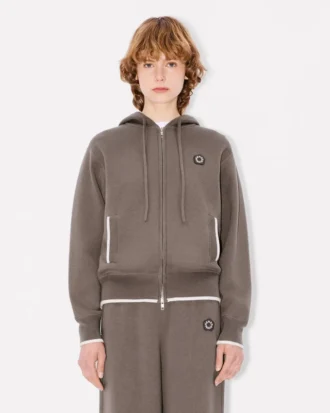Boke Flower 2.0′ Embroidered Zip-Up Hoodie in Cotton and Wool