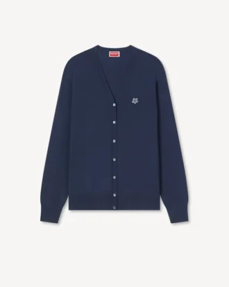 Boke Flower’ Embroidered Cardigan in Merino Wool