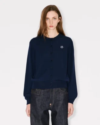 Boke Flower’ Embroidered Cardigan in Merino Wool