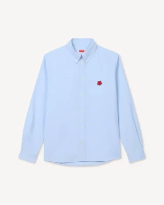Boke Flower’ Embroidered Casual Shirt in Cotton Oxford
