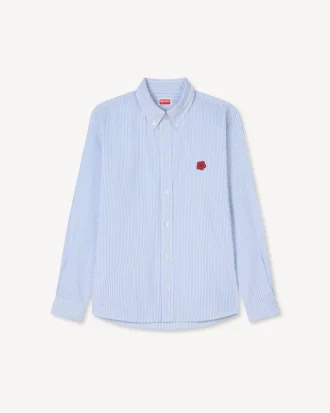 Boke Flower’ Embroidered Casual Shirt in Seersucker Cotton