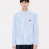 Boke Flower’ Embroidered Casual Shirt in Seersucker Cotton Boke Flower’ Embroidered Casual Shirt in Seersucker Cotton