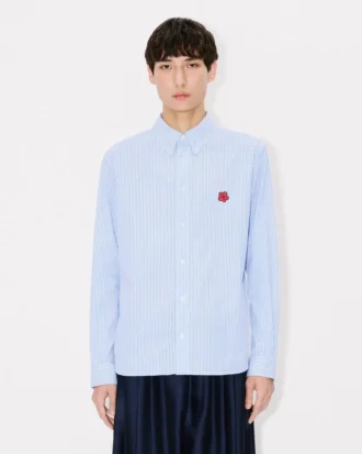 Boke Flower’ Embroidered Casual Shirt in Seersucker Cotton