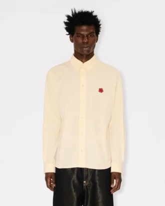 Boke Flower’ Embroidered Casual Shirt in Seersucker Cotton