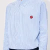 Boke Flower’ Embroidered Casual Shirt in Seersucker Cotton Boke Flower’ Embroidered Casual Shirt in Seersucker Cotton