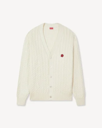 Boke Flower’ Embroidered Knit Cardigan in Cotton Wool