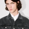 Boke Flower’ Embroidered Trucker Jacket in Japanese Denim Boke Flower’ Embroidered Trucker Jacket in Japanese Denim