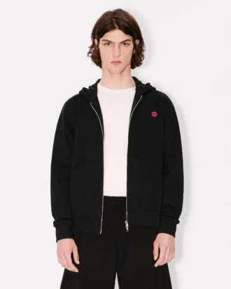 Boke Flower’ Embroidered Zipped Hoodie in Cotton