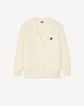 Boke Flower’ Loose Knit Cardigan in Cotton and Wool