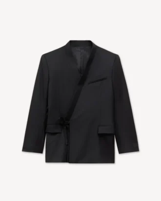 Double Breasted Tailored Kimono Jacket in Virgin Wool
