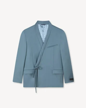 Double Breasted Tailored Kimono Jacket in Virgin Wool