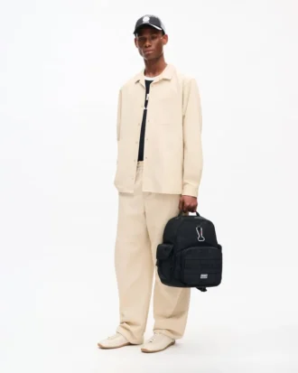Elasticated Pants in Herringbone Cotton