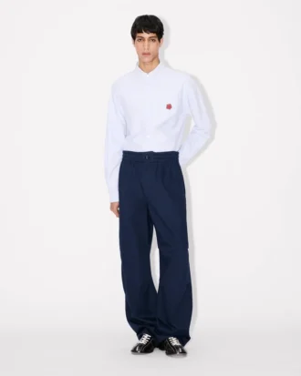 Elasticated Pants in Herringbone Cotton