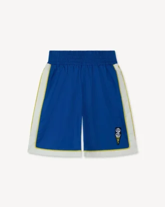 Happy Sweet’ Embroidered Bermuda Shorts in Cotton Satin