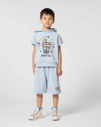 Happy Sweet’ Embroidered Bermuda Shorts in French Terry