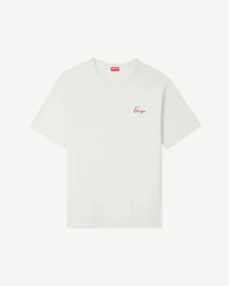Kenzo Archive Rose’ Embroidered Outlined T-Shirt in Cotton