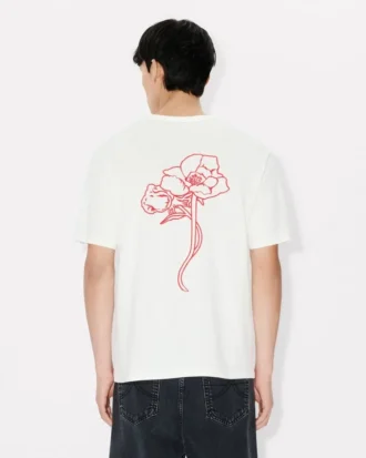 Kenzo Archive Rose’ Embroidered Outlined T-Shirt in Cotton