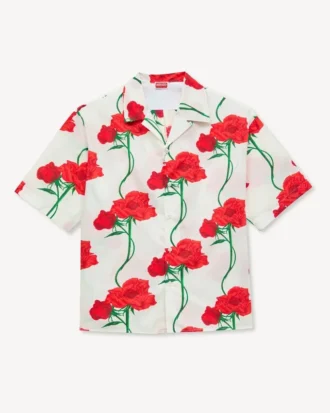 Kenzo Archive Rose’ Hawaiian Short Sleeve Shirt in Cotton
