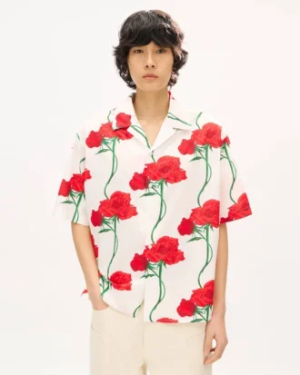 Kenzo Archive Rose’ Hawaiian Short Sleeve Shirt in Cotton