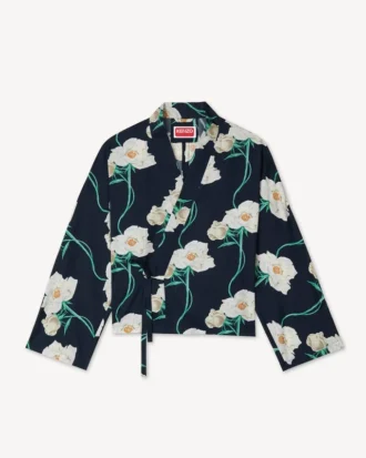 Kenzo Archive Rose’ Light Kimono Jacket in Cotton
