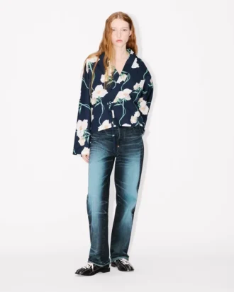 Kenzo Archive Rose’ Light Kimono Jacket in Cotton