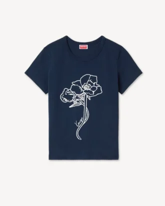 Kenzo Archive Rose’ Outlined T-Shirt in Cotton