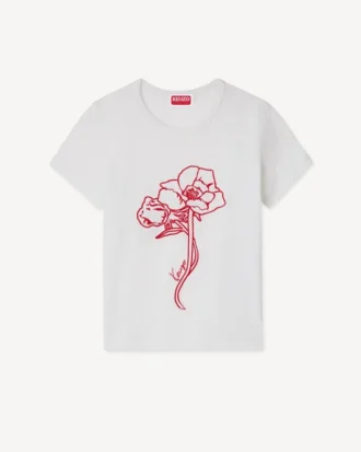 Kenzo Archive Rose’ Outlined T-Shirt in Cotton