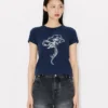 Kenzo Archive Rose’ Outlined T-Shirt in Cotton Kenzo Archive Rose’ Outlined T-Shirt in Cotton