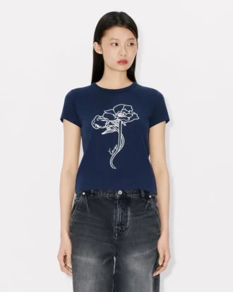 Kenzo Archive Rose’ Outlined T-Shirt in Cotton