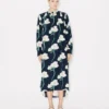 Kenzo Archive Rose’ Oversized Pleated Long Dress in Coton and Slik Kenzo Archive Rose’ Oversized Pleated Long Dress in Coton and Slik
