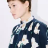 Kenzo Archive Rose’ Oversized Pleated Long Dress in Coton and Slik Kenzo Archive Rose’ Oversized Pleated Long Dress in Coton and Slik