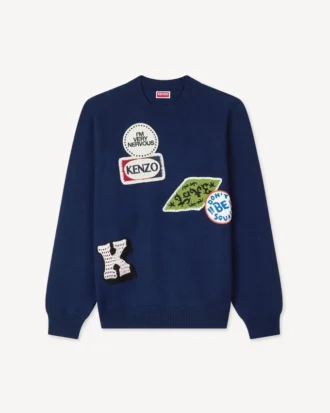Kenzo Badges’ Embroidered Jumper in Cotton Wool