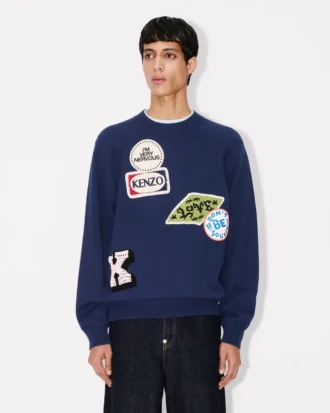 Kenzo Badges’ Embroidered Jumper in Cotton Wool