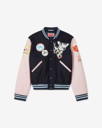 Kenzo Badges’ Embroidered Varsity Jacket in Wool