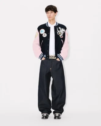 Kenzo Badges’ Embroidered Varsity Jacket in Wool