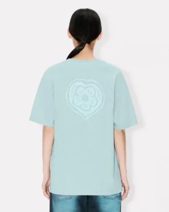 Kenzo Boke Heart’ Embroidered Loose T-Shirt in Cotton