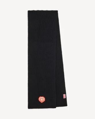 Kenzo Boke Heart’ Embroidered Scarf in Wool and Cotton Kenzo Boke Heart’ Embroidered Scarf in Wool and Cotton