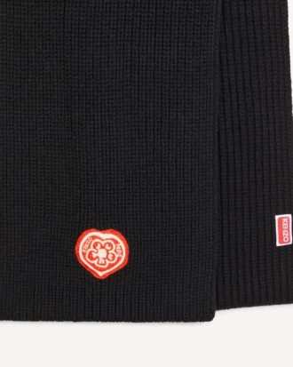 Kenzo Boke Heart’ Embroidered Scarf in Wool and Cotton Kenzo Boke Heart’ Embroidered Scarf in Wool and Cotton