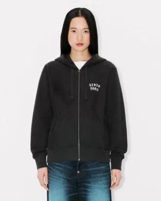 Kenzo Boke Heart’ Embroidered Zip up Hoodie in Cotton