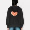 Kenzo Boke Heart’ Embroidered Zip up Hoodie in Cotton Kenzo Boke Heart’ Embroidered Zip up Hoodie in Cotton