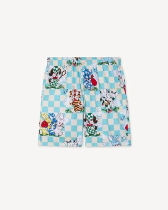 Kenzo Cartoon’ Elasticated Shorts in Cotton Seersucker