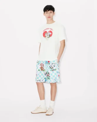Kenzo Cartoon’ Elasticated Shorts in Cotton Seersucker