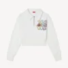 Kenzo Cartoon’ Embroidered Cropped Polo Sweatshirt in Cotton Kenzo Cartoon’ Embroidered Cropped Polo Sweatshirt in Cotton