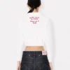 Kenzo Cartoon’ Embroidered Cropped Polo Sweatshirt in Cotton Kenzo Cartoon’ Embroidered Cropped Polo Sweatshirt in Cotton