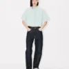Kenzo Cartoon’ Embroidered Short Sleeve Shirt in Stone Bleach Chambray