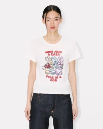 Kenzo Cartoon’ Embroidered T-Shirt in Cotton Kenzo Cartoon’ Embroidered T-Shirt in Cotton
